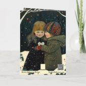 Valentinskarte Winternachtsjunge und Mädchen Karte (Rückseite)