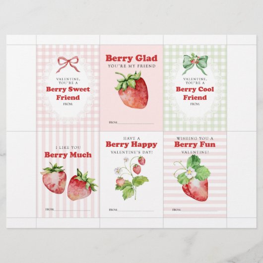 Valentinskarten für Kinder mit Erdbeeren Briefbogen (Vorderseite)