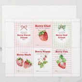 Valentinskarten für Kinder mit Erdbeeren Briefbogen (Vorne/Hinten)