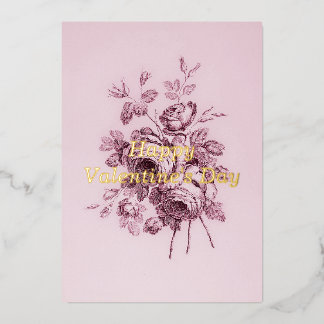 Valentinskarten mit Vintage-Rose Folien Feiertagskarte