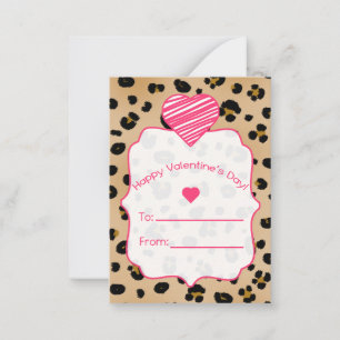 Valentinskarten - Set von 100 - Leopardendruck Mitteilungskarte