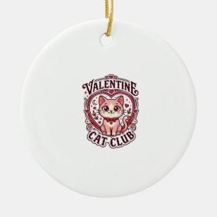 Valentinskatze Lustiges Katzenliebhaber-Design - V Keramik Ornament