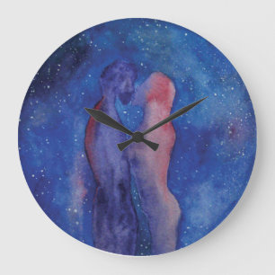 Valentinskuss-Paar-Kunst Runde (Große) Wanduhr