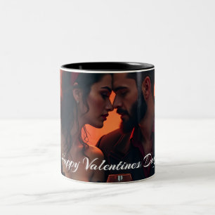 Valentinsmagie mit romantischer Zusammengehörigkei Zweifarbige Tasse