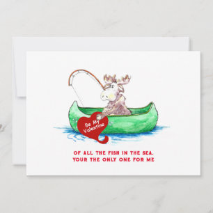 Valentinsmoose-Fischerei 5x7 Feiertagskarte