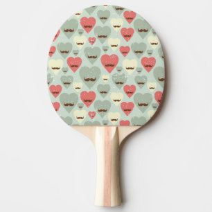 Valentinsmuster mit Herz und Schnurrbart Tischtennis Schläger