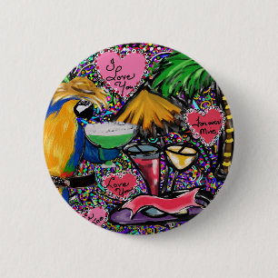 Valentinsparty Papagei Button