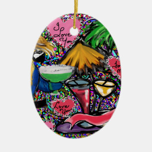 Valentinsparty Papagei Keramikornament