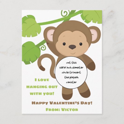 Valentinspielkarte des Affen Begleitkarte (Vorderseite)