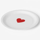 Valentinsrot Herz Pappteller (Schrägansicht)