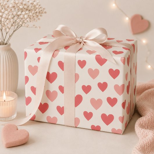 Valentinsrot-Herzmuster-Geschenkpapier Geschenkpapier