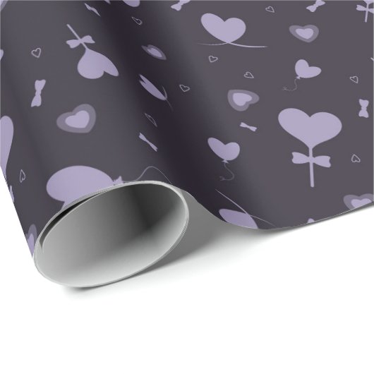 Valentinstag, 14. Februar lila Herz Geschenkpapier (Rolleneckpunkt)