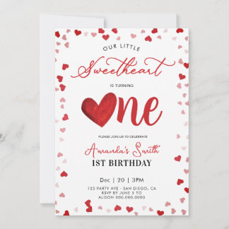 Valentinstag 1. Geburtstag Mädchen Einladung
