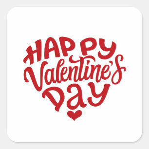 Valentinstag 2024 14 Februar Quadratischer Aufkleber