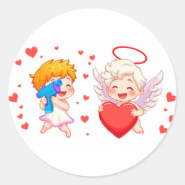 Valentinstag 2025: Niedliche und spielerische Enge Runder Aufkleber