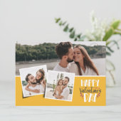 Valentinstag 3 Bilder Collage gelb Feiertagskarte (Stehend Vorderseite)