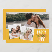 Valentinstag 3 Bilder Collage gelb Feiertagskarte (Vorne/Hinten)