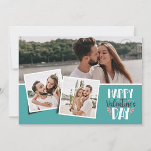 Valentinstag 3 Bilder Collage Sea Green Feiertagskarte
