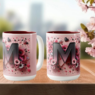 Valentinstag 3D A bis Z Alphabet Kaffeemaschine Ta Zweifarbige Tasse