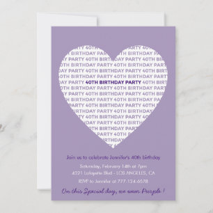 Valentinstag 40. Geburtstag Typografie Süß Einladung