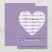 Valentinstag 40. Geburtstagstypografie Sweet Einladung (Vorne/Hinten)