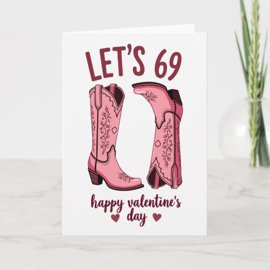 Valentinstag 69 Rosa Stiefel Karte (Vorderseite)
