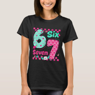 Valentinstag 6 7 Sechs Sieben Preppy Hearts Paar T-Shirt