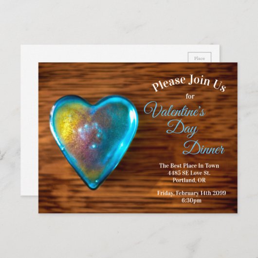 Valentinstag Abendessen Einladung Postkarte (Vorne/Hinten)