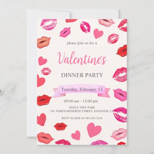 Valentinstag Abendessen Party Einladung (Vorderseite)
