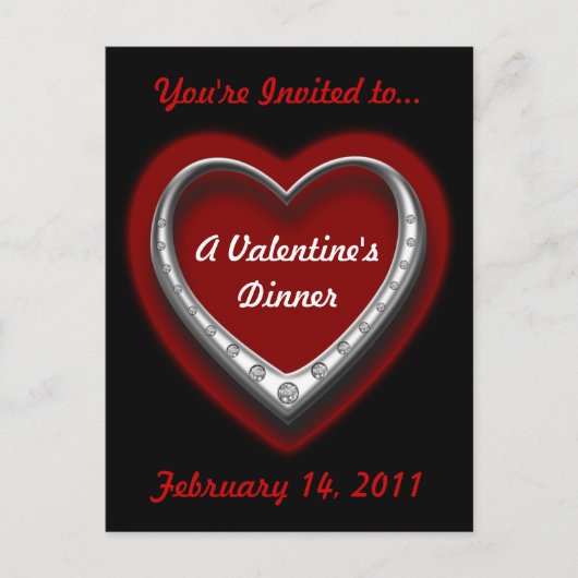 Valentinstag Abendessen Postkarte Einladung (Vorderseite)