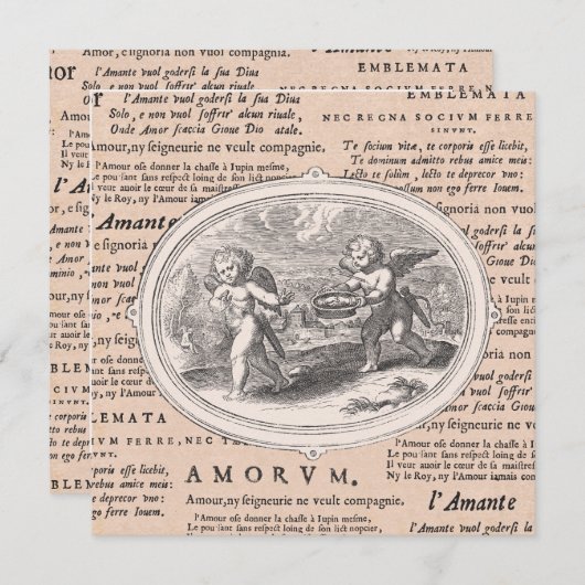 Valentinstag Abendessen Tanz Vintage Cupids Einladung (Vorne/Hinten)