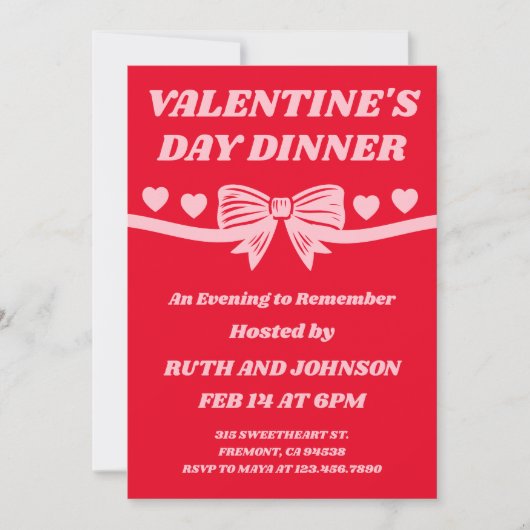 Valentinstag-Abendessen-Veranstaltung Einladung (Vorderseite)