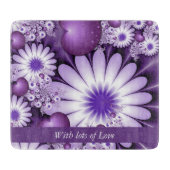 Valentinstag Abstrakte Blume & Herz Fraktal Schneidebrett (Vorderseite)