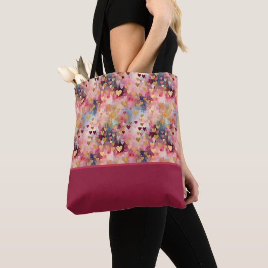 Valentinstag Abstrakte Herzen Farbblock Tasche (Von Nahem)