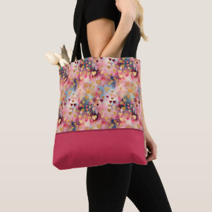Valentinstag Abstrakte Herzen Farbblock Tasche