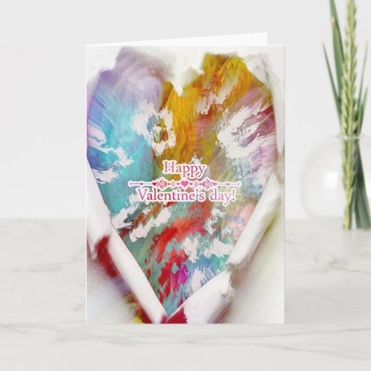 Valentinstag Abstraktes zerrissenes Herz Feiertagskarte (Vorderseite)