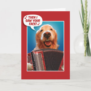 Valentinstag Accordion Playing Golden Retriever Feiertagskarte