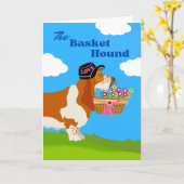 Valentinstag Adorable Basket Basset Hound Karte (Gelbe Blume)