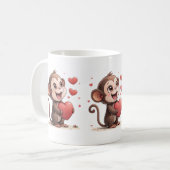 Valentinstag-Affe-Rote-Herzen-Tassen Kaffeetasse (Vorderseite Links)