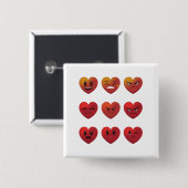 Valentinstag Albern Faces Hearts Funny Button (Vorne & Hinten)