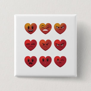 Valentinstag Albern Faces Hearts Funny Button