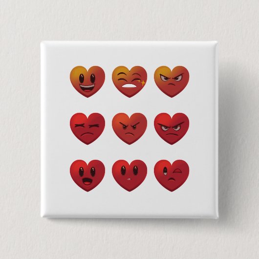 Valentinstag Albern Faces Hearts Funny Button (Vorderseite)