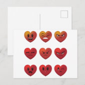 Valentinstag Albern Faces Hearts Funny Postkarte (Vorne/Hinten)