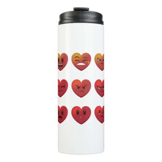 Valentinstag Albern Faces Hearts Funny Thermosbecher (Vorderseite)