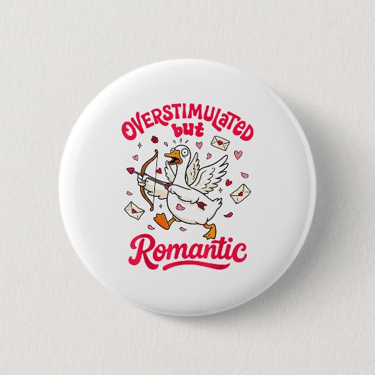 Valentinstag Alberner Gans Xoxo Überstimuliert Abe Button (Vorderseite)