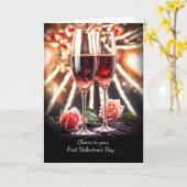 Valentinstag als Verlobter Champagner Karte (Gelbe Blume)