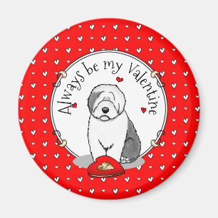 Valentinstag Altes Englisch Schafhund Grau 1 Niedl Magnet
