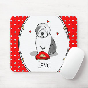 Valentinstag Altes Englisch Schafhund Grau 1 Niedl Mousepad