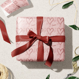 Valentinstag am rosa und roten Herz Geschenkpapier