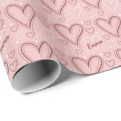 Valentinstag am rosa und roten Herz Geschenkpapier (Rolleneckpunkt)